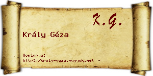 Krály Géza névjegykártya