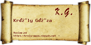 Krály Géza névjegykártya
